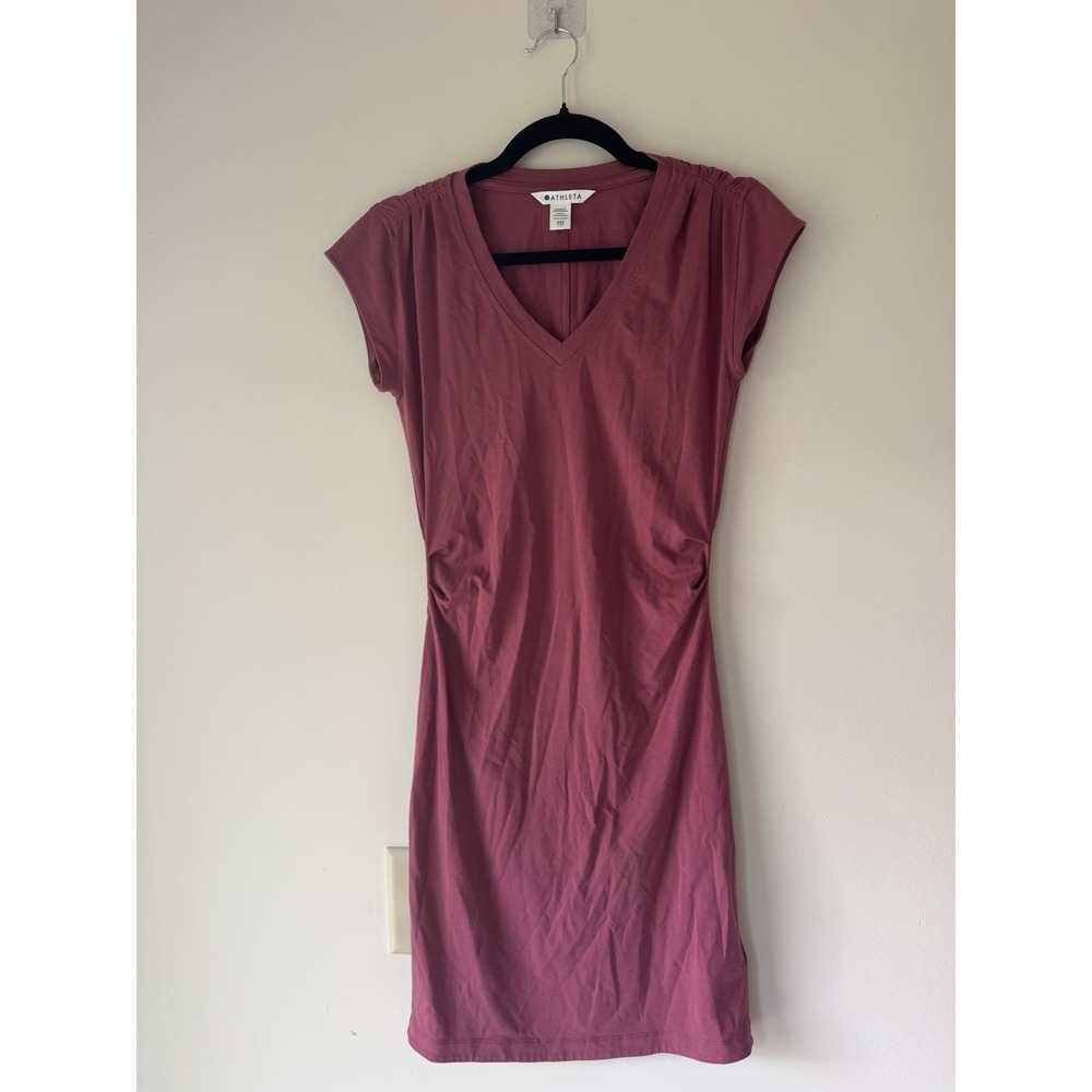 NWOT Athleta Effortless Tee Dress Sheath Berry Rose Size Extra Small XXS